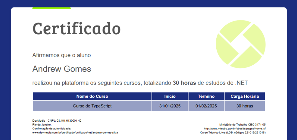Certificado TypeScript